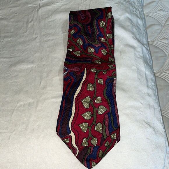 Vtg 90s Desert Designs maroon & navy blue tie - Picture 1 of 7